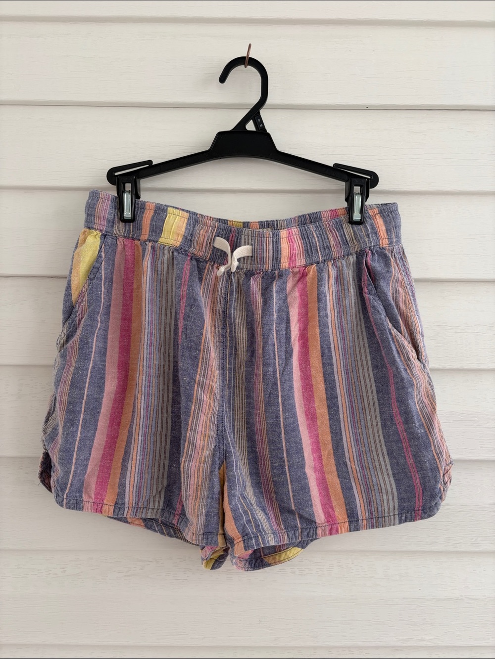 Marine Layer Striped Drawstring Hemp Blend Pull-On Beach Shorts Coastal Summer - Picture 2 of 10
